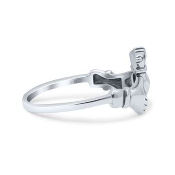Traditional Irish Claddagh Celtic Knot  Statement With Love Heart Design Oxidized Thumb Band